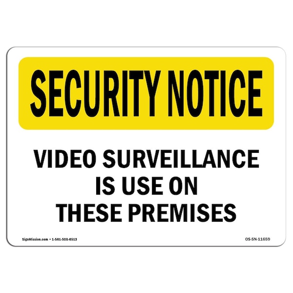 OSHA Security Sign, 3.5" Height, 5" Width, Video Surveillance On Premises, Landscape, 10PK